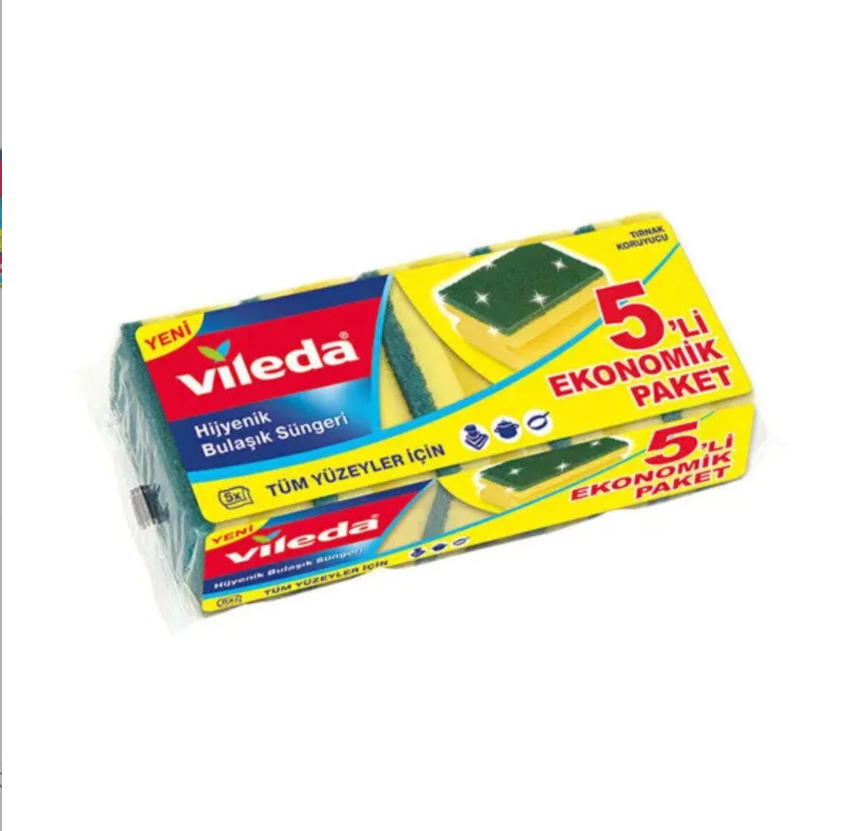 Vileda 5 Li Yeşil Klasik Oluklu Sünger