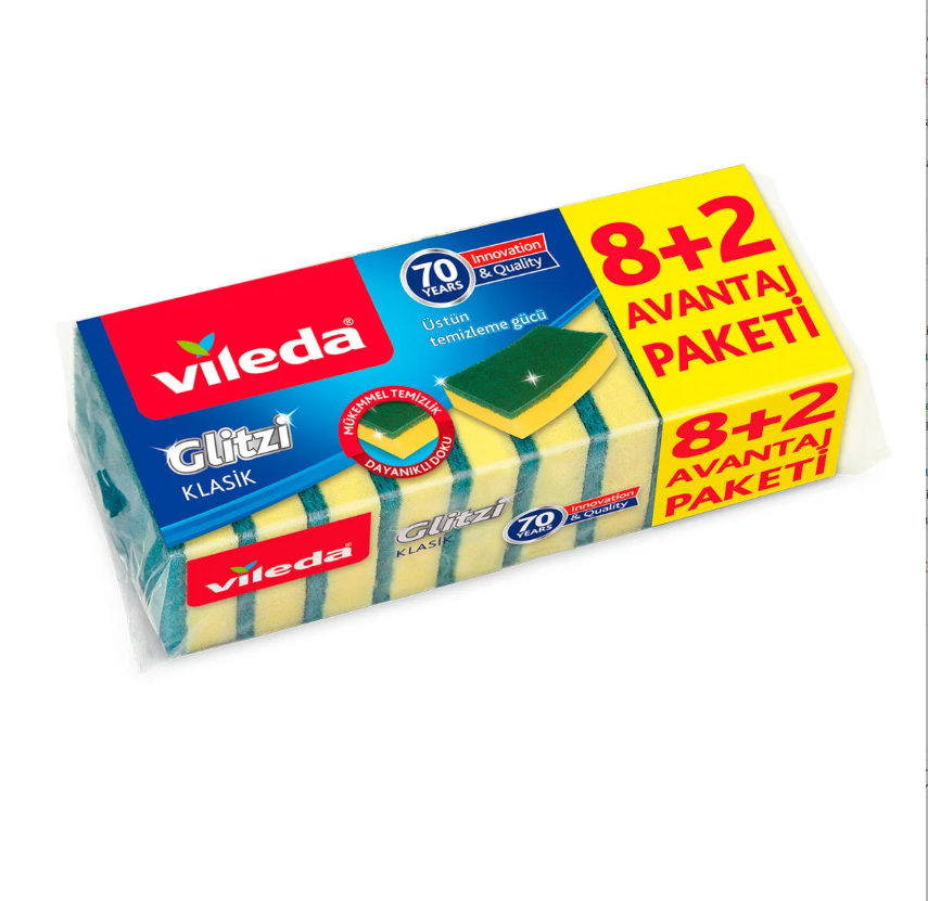 Vileda 8 Li Yeşil Klasik Düz Sünger