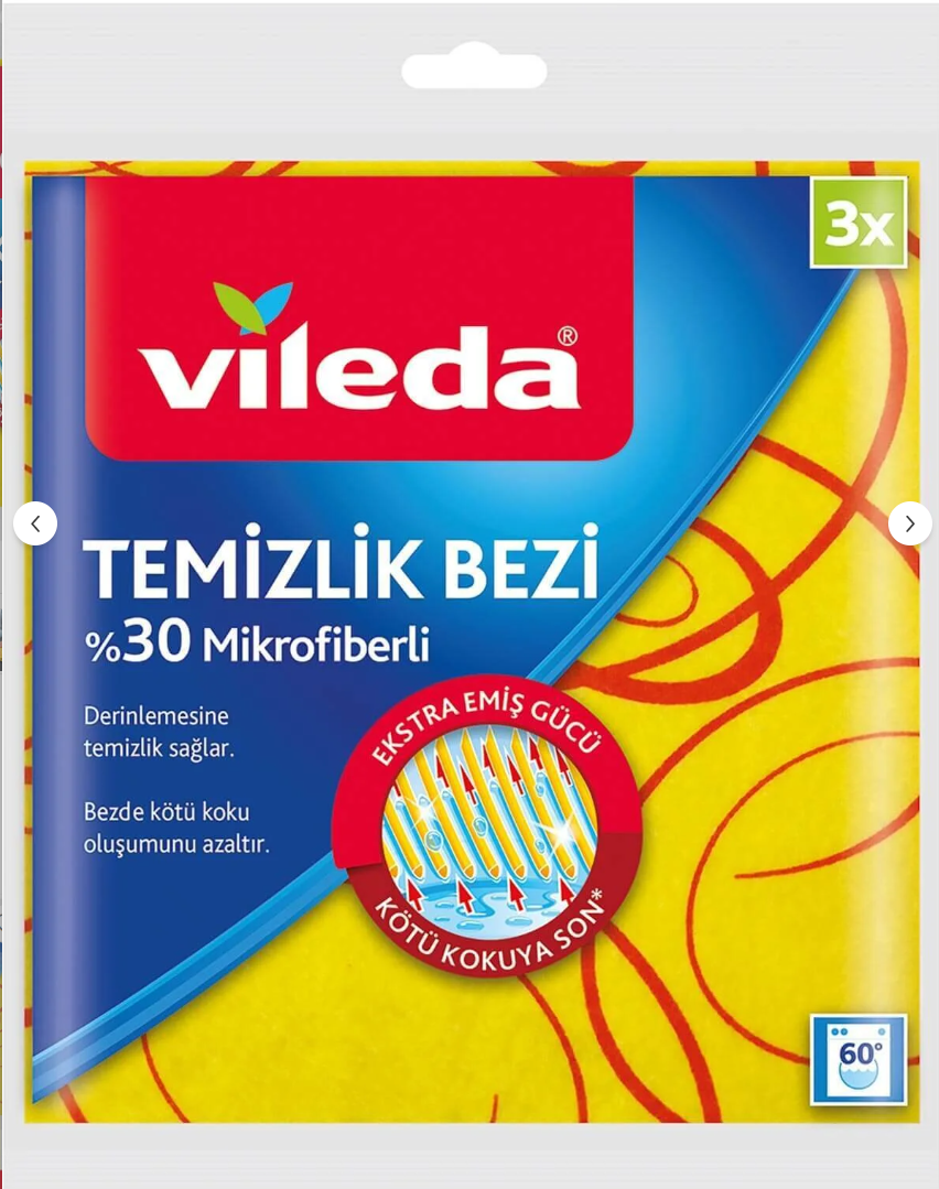 Vileda 3 Lü %30 Mikrofiberli Mutfak Bezi