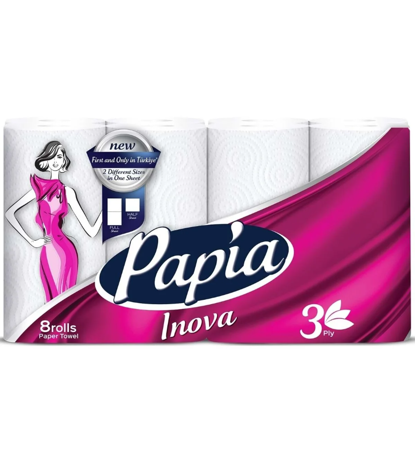 Papia kağıt Havlu 8 Li Pk (3 Katlı) Inova