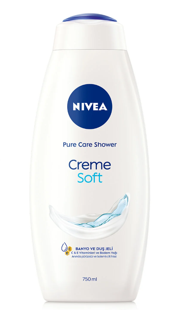 NIVEA Creme Soft Kremsi Dokunuş Duş Jeli 750ml, Badem Yağı, Nemlendirici, Ekonomik Boy, E Vitamini