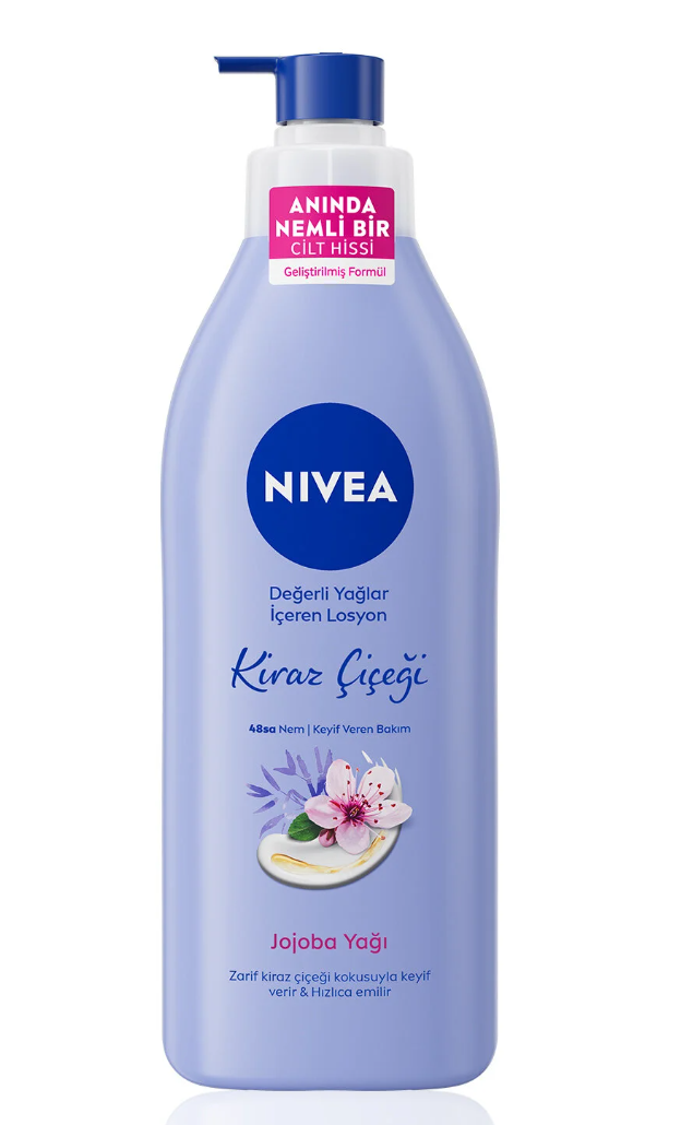 NIVEA Değerli Yağlar Içeren Nemlendirici Vücut Losyonu 400ml, Kiraz Çiçeği, Jojoba Yağı, Kuru Cilt Tipleri