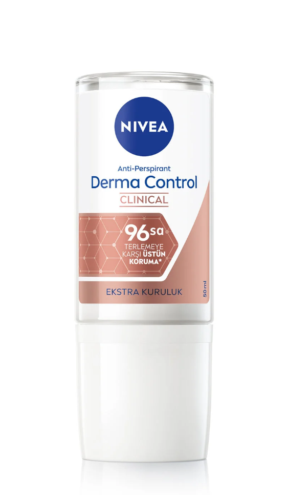 NIVEA Kadın Roll-On Deodorant Derma Control Clinical 50 ml,96 Saat Koruma,C Vitamini ile Kararmaya Karşı