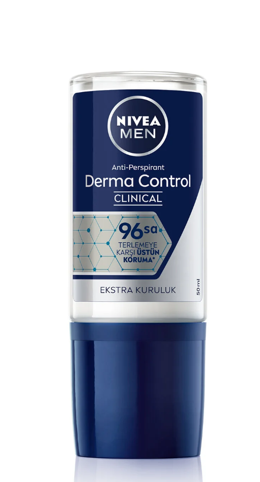 NIVEA MEN Erkek Roll on Deodorant Derma Control Clinical 50 ml,96 Saat Koruma,C Vitamini,Kararma Karşıtı
