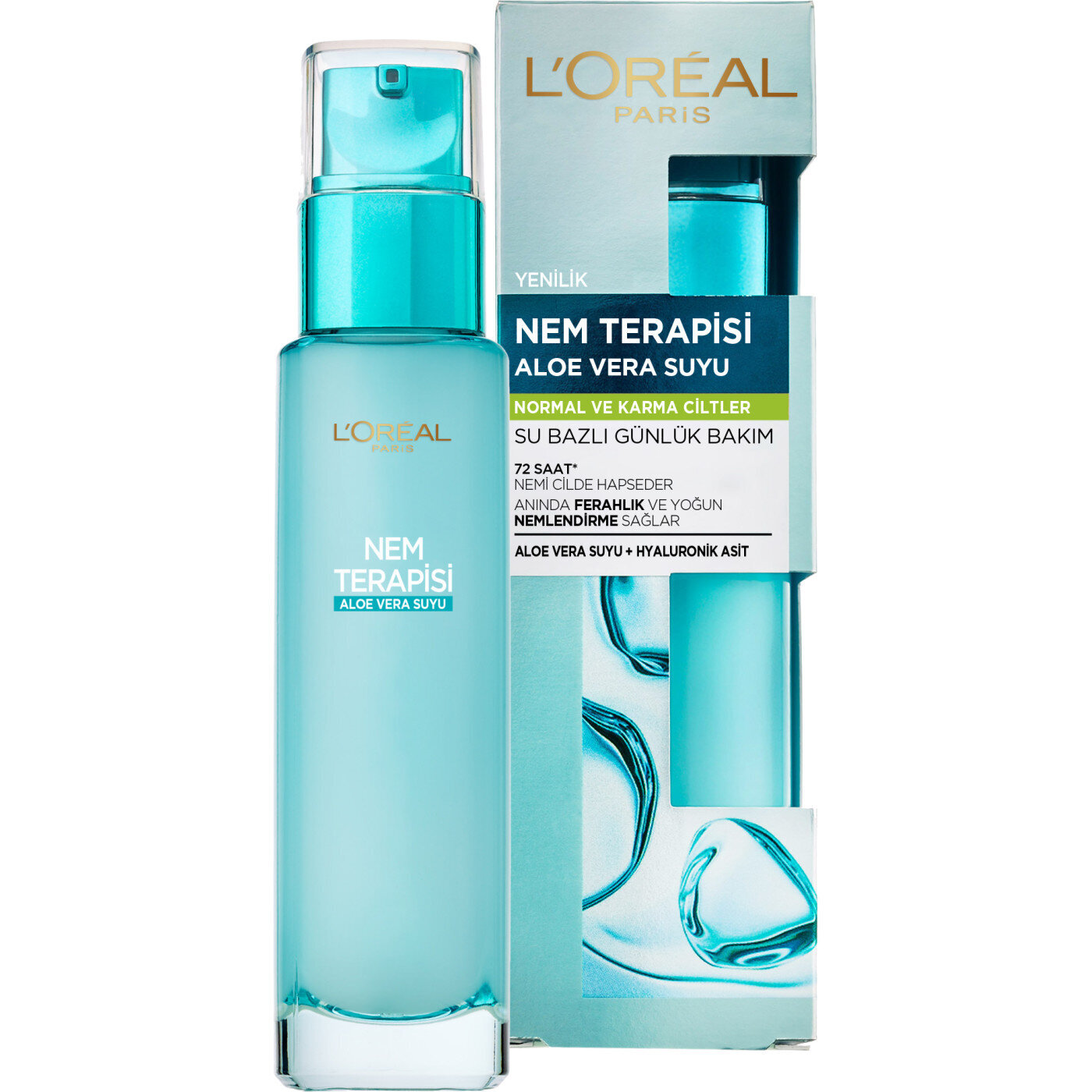 L'Oreal Paris Nem Terapisi Aloe Vera Suyu Normalden Karmaya Ciltler Için Su Bazlı Günlük Bakım
