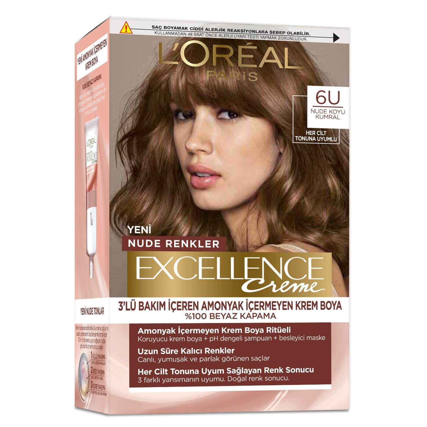 L'Oreal Paris Excellence Creme Nude Renkler Saç Boyası – 6u Nude Koyu Kumral
