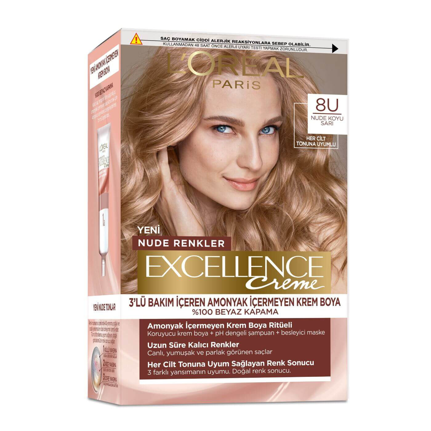 L’Oréal Paris Excellence Nude Saç Boyası Koyu Sarı 8U