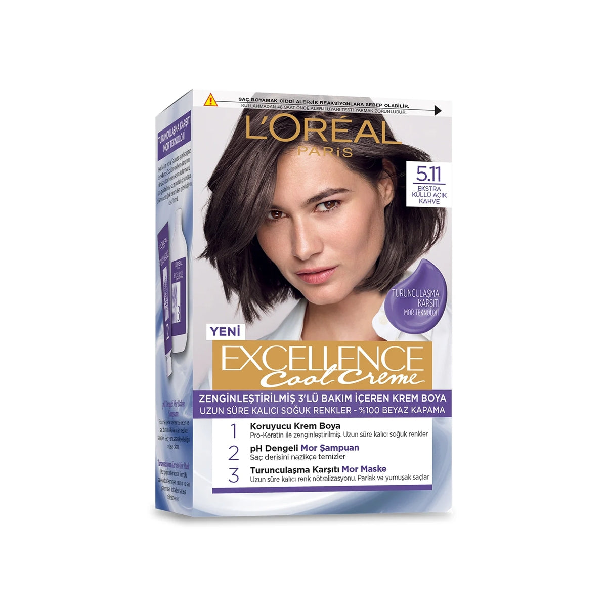 Loreal Paris Excellence Cool Creme Saç Boyası - 5.11 Ekstra Küllü Açık Kahve