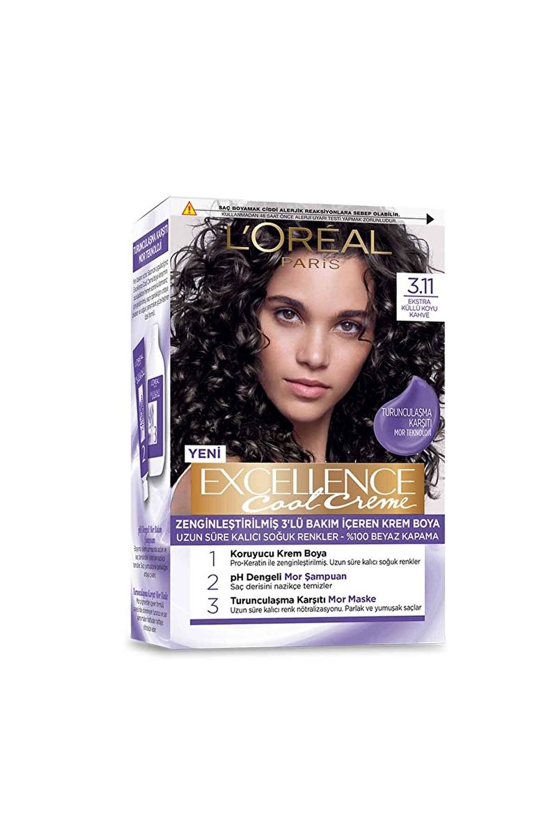 Loreal Paris Excellence Cool Creme Saç Boyası 3.11 Ekstra Küllü Koyu Kahve