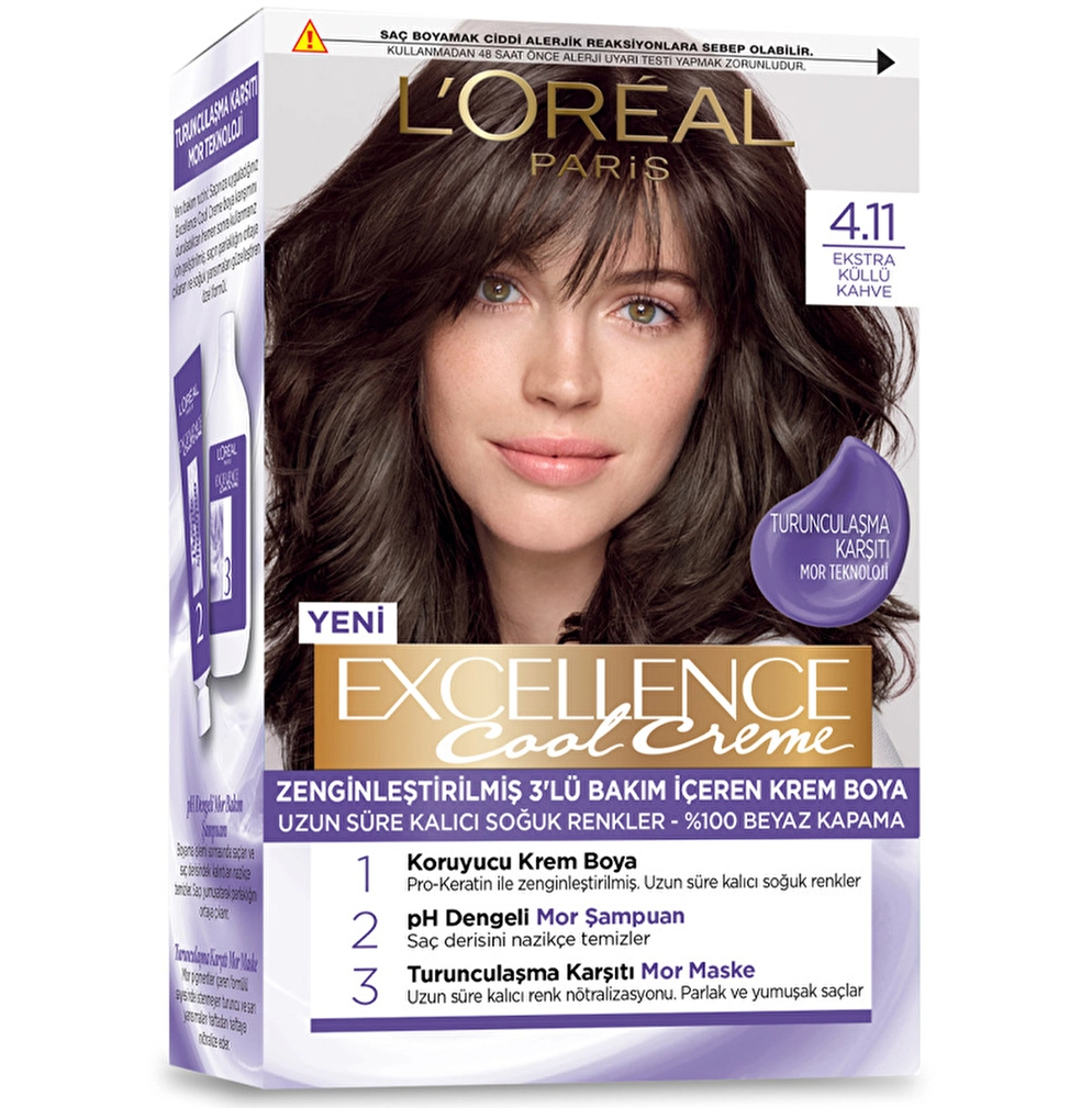 Loreal Paris Excellence Cool Creme Saç Boyası 4.11 Ekstra Küllü Kahve