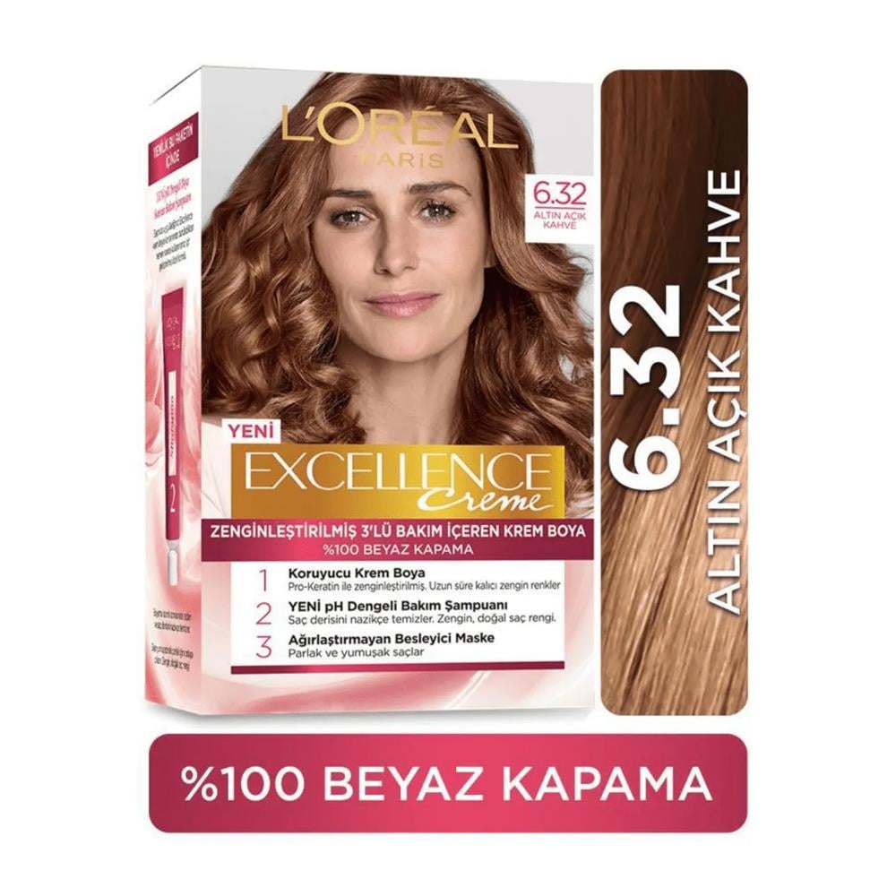 L’Oréal Paris Excellence Creme Saç Boyası Altın Açık Kahve 6.32