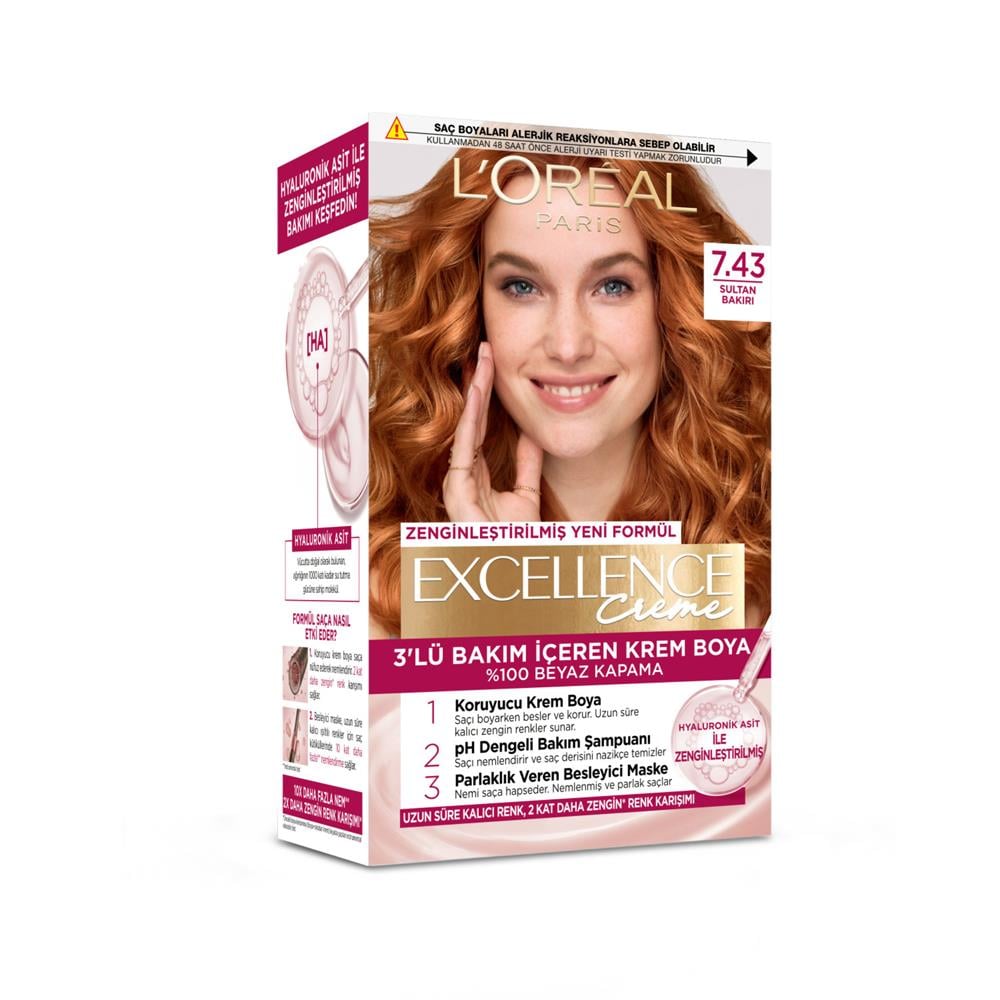 L'Oreal Paris Excellence Sultan Bakırı Saç Boyası 7.43
