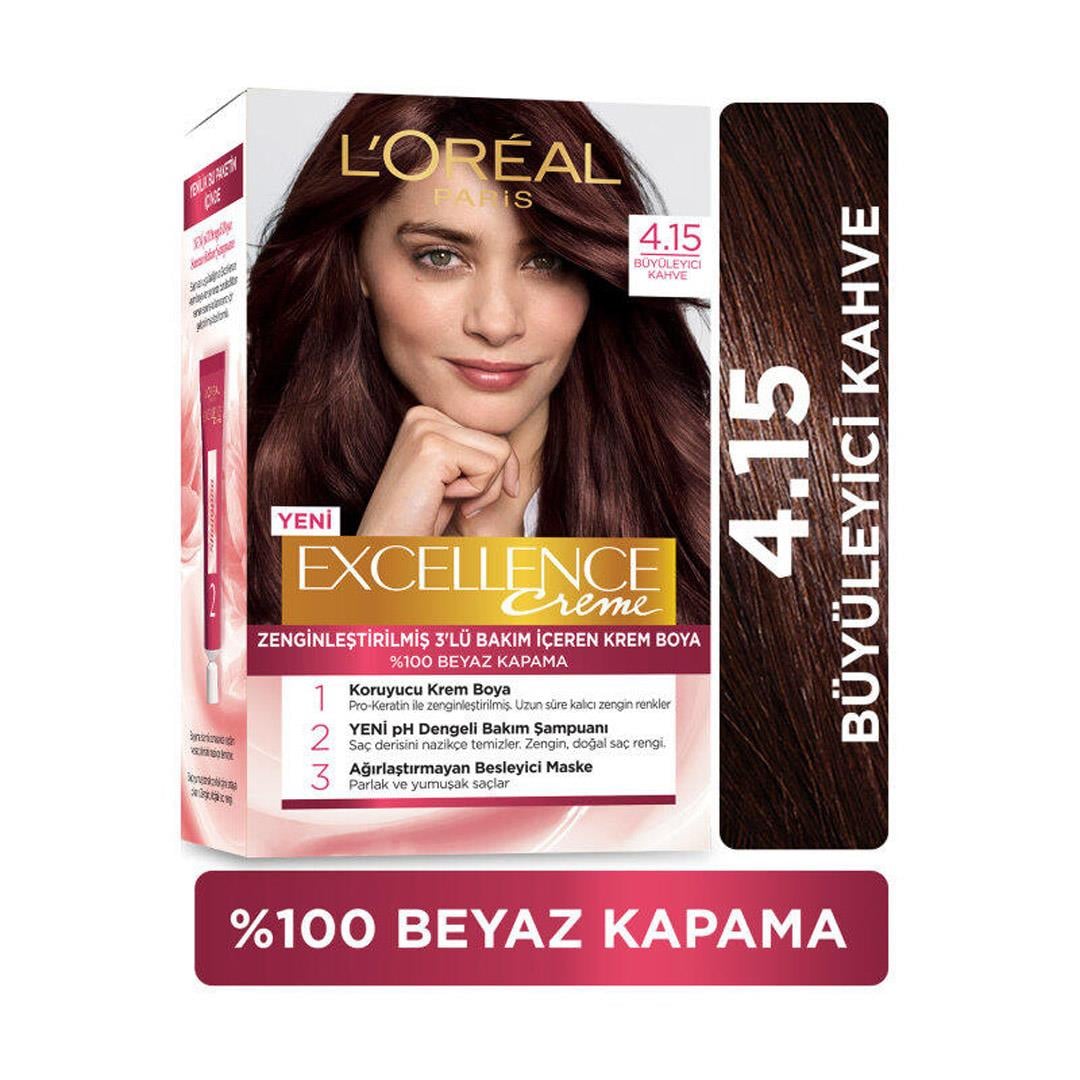 L'Oreal Paris Excellence Büyüleyici Kahve Saç Boyası 4.15
