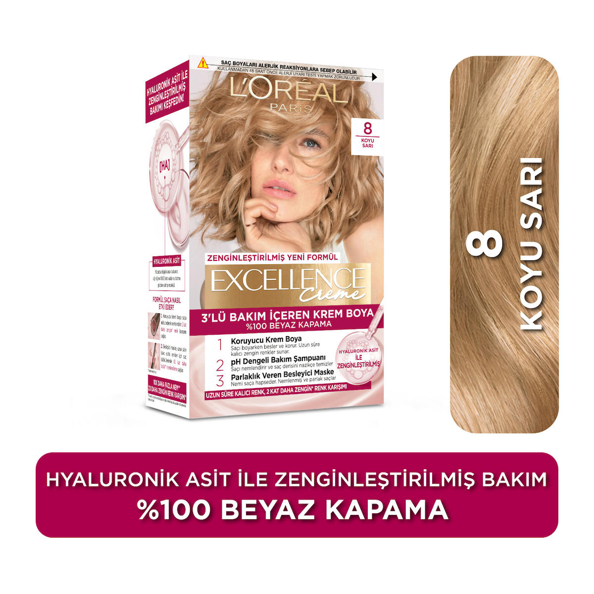 L'Oréal Paris Excellence Creme Saç Boyası Koyu Sarı 8