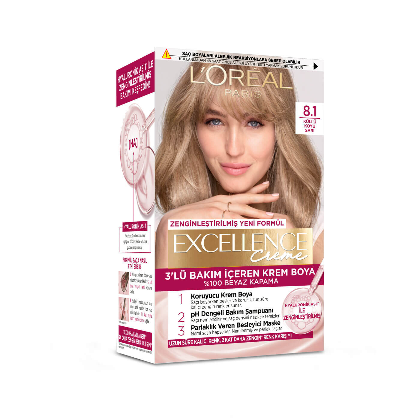 Loreal Paris Excellence Creme Saç Boyası 8.1 Küllü Koyu Sarı