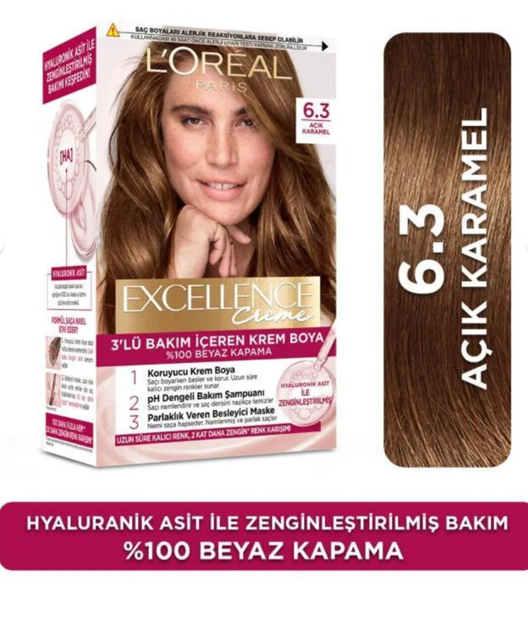 L’Oréal Paris Excellence Creme Saç Boyası 6.30 Açık Karamel 192 ml