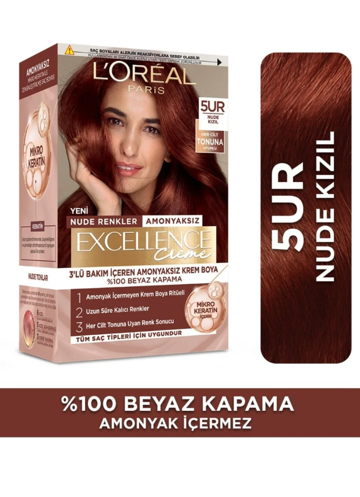 L'Oreal Paris Excellence Creme Amonyaksız 5UR Nude Kızıl Saç Boyası