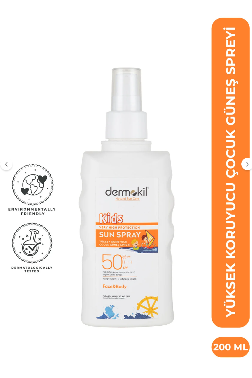 Dermokil Yüksek Koruyucu SPF 50+++ Çocuk Güneş Spreyi 200 ml
