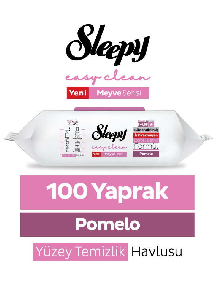 Sleepy Meyve Serisi Yüzey Temizlik Havlusu Mendili Pomelo 100 Yaprak