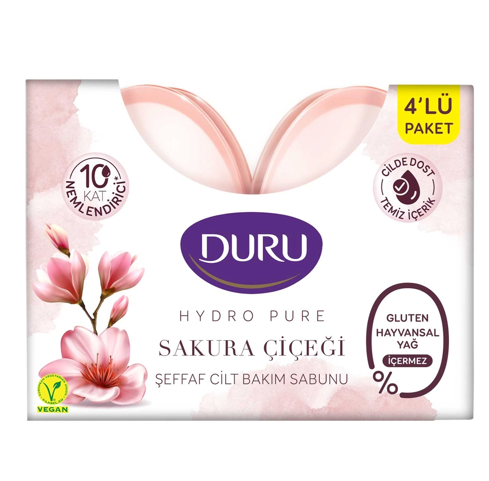 Duru Hydro Pure Sakura Şeffaf Cilt Bakım Sabunu 135 gr x 4