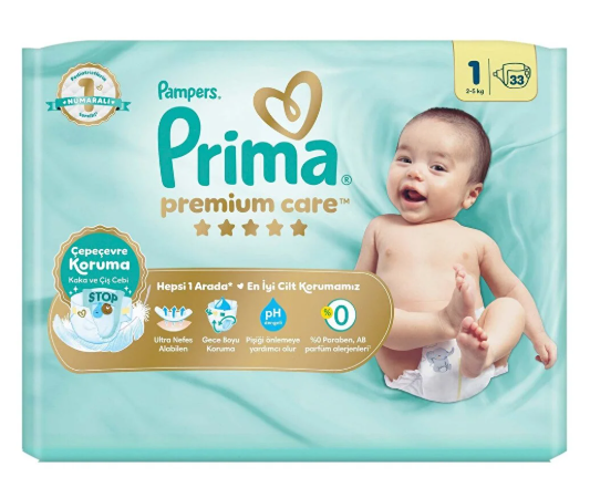 Prima Bebek Bezi Premium Care 1 Numara 33'lü