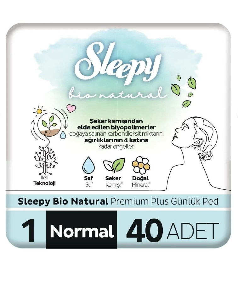 Sleepy Bio Natural Premium Plus Günlük Ped Normal 40 Adet Ped