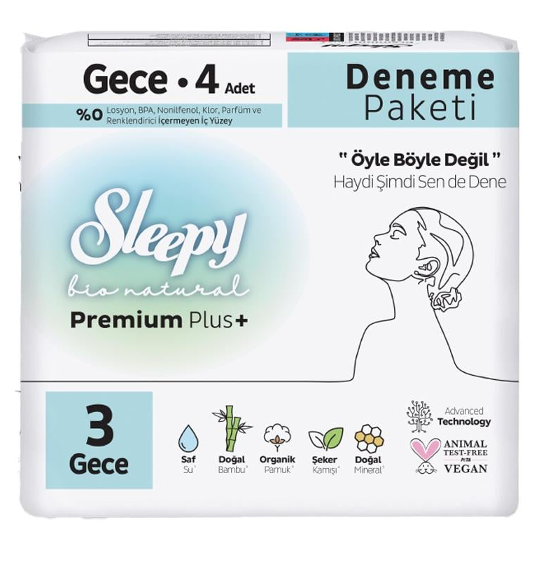 Sleepy Bio Natural Hijyenik Ped Deneme Paketi Gece 4 Lü