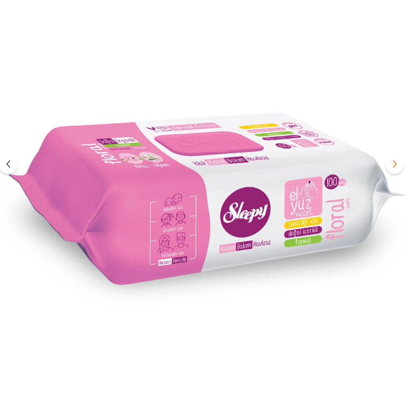 Sleepy Floral Kişisel Bakım Havlusu 100 Yaprak