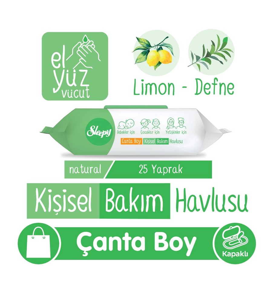 Sleepy Natural Kişisel Bakım Havlusu Çanta Boy 25 Yaprak