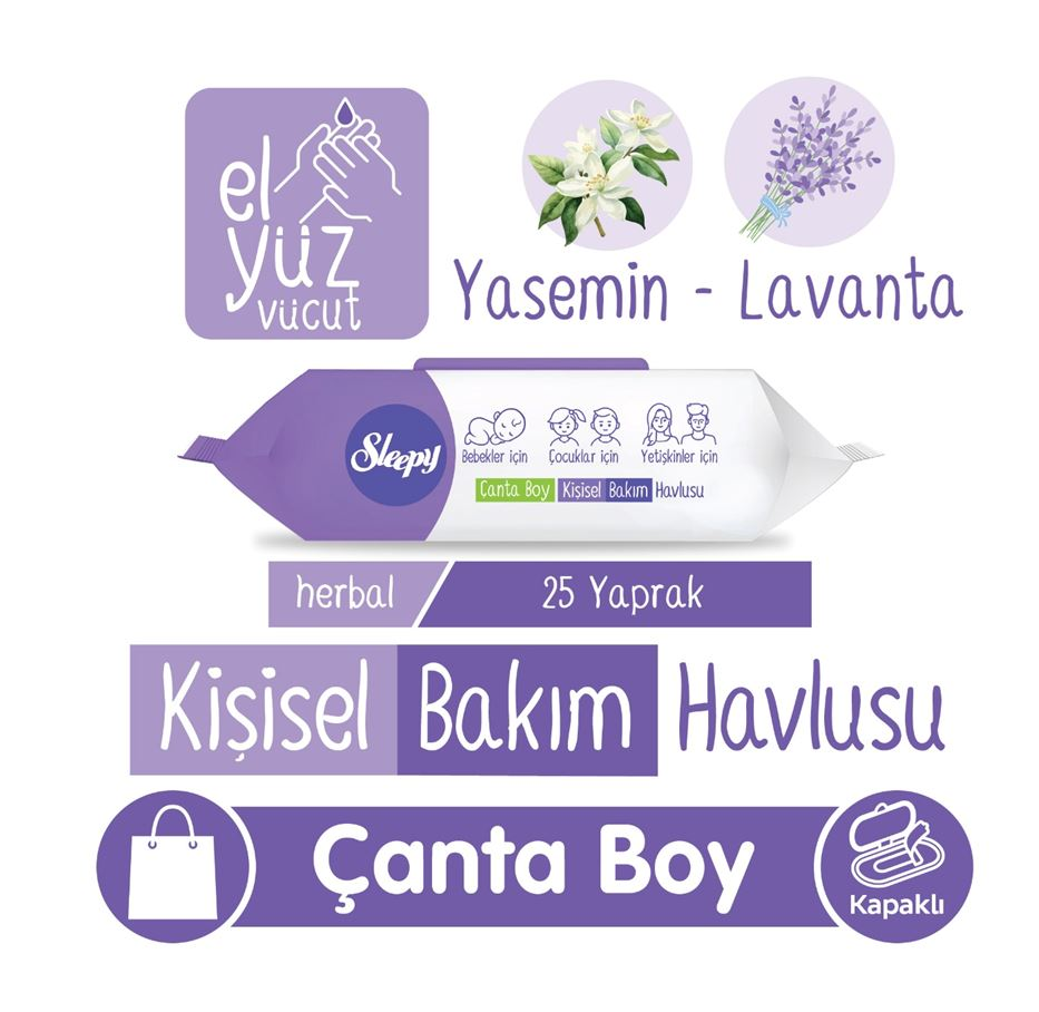 Sleepy Herbal Kişisel Bakım Havlusu Çanta Boy 25 Yaprak