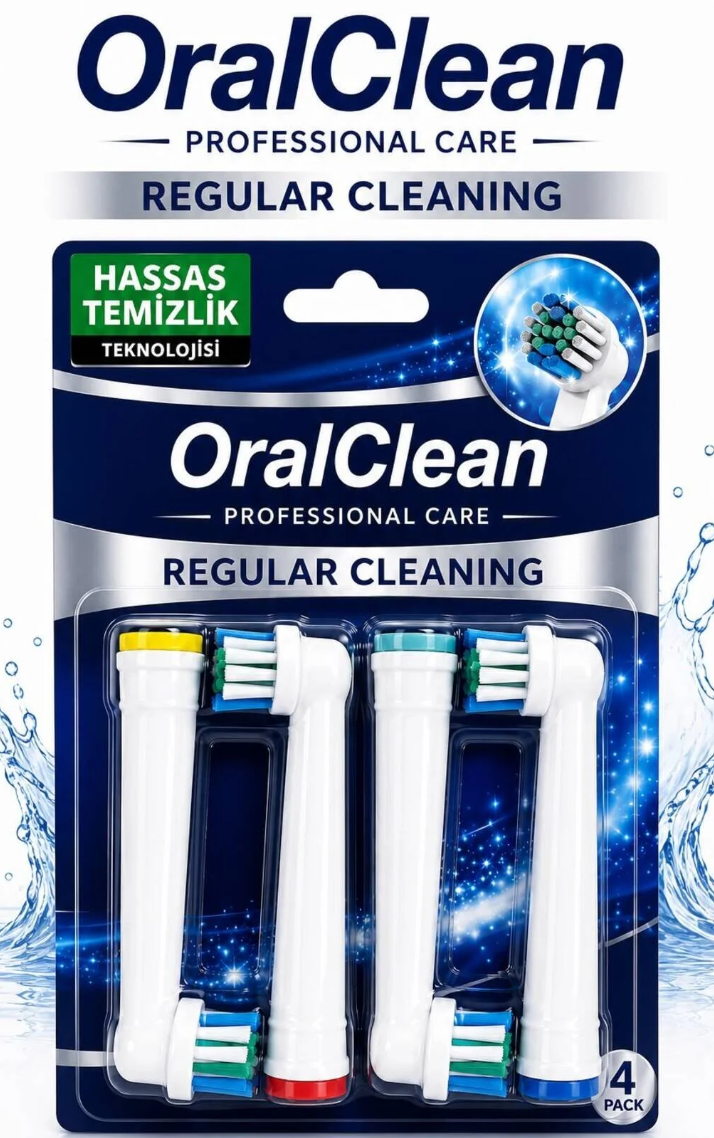 oral clean Professional Care Regular Cleaning 4’lü Yedek Diş Fırçası Başlığı - Elektrikli Diş Fırçası Başlığı