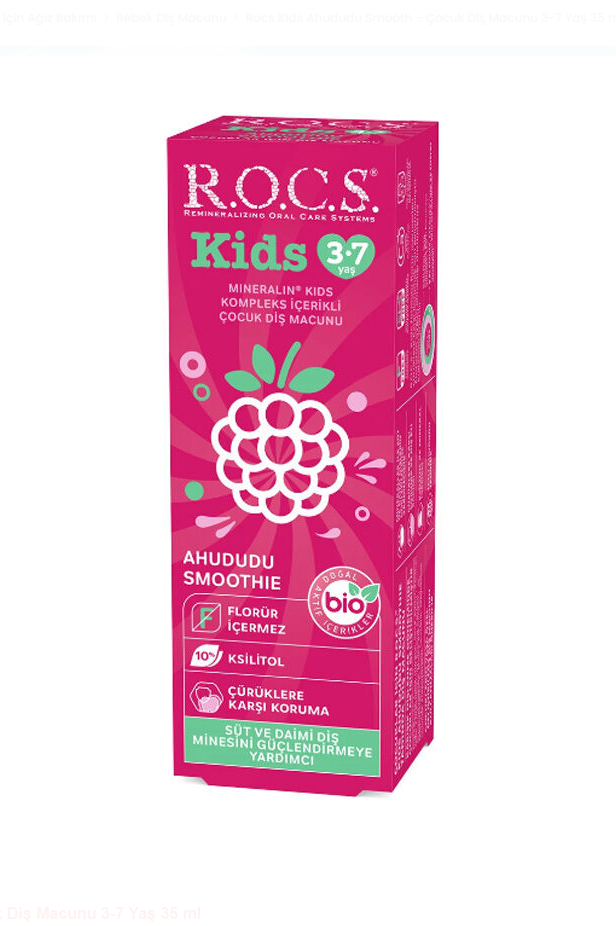 Rocs Kids Diş Macunu Ahududu Smoothie Tadında 3-7
