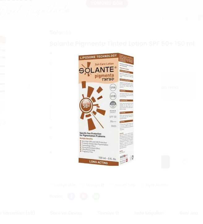 Solante Pigmenta Sun Care Lotion Tinted Spf50+ 150