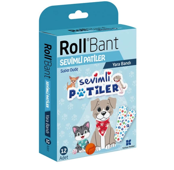 Roll Bant Yara Bandı Sevimli Patiler 12li