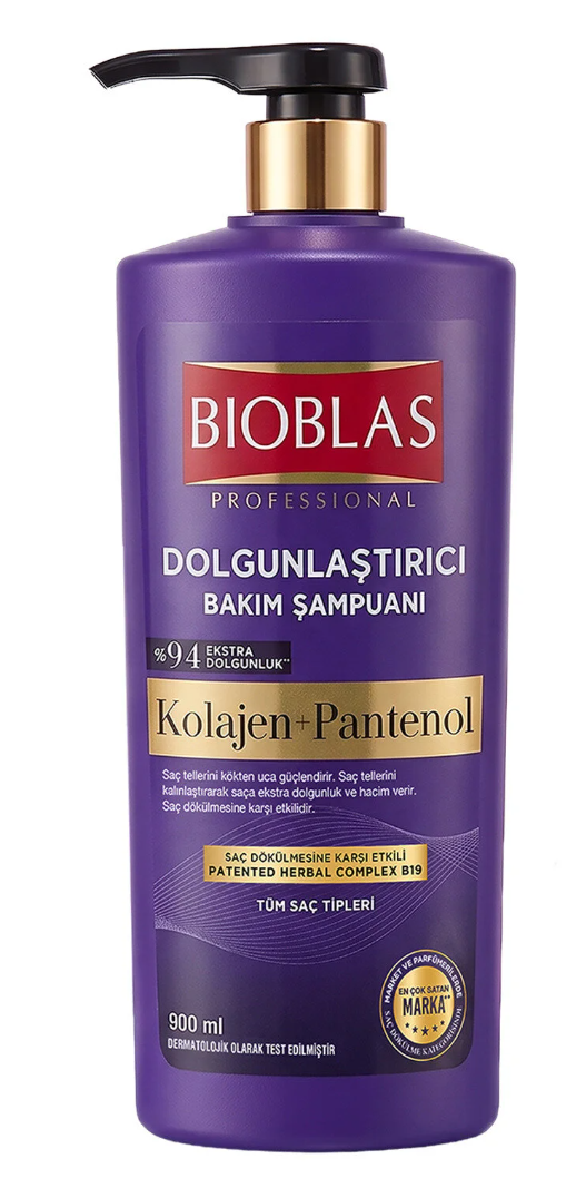 Bioblas Kolajen & Pantenol Dolgunlaştırıcı Bakım Şampuanı 900 ml - Tüm Saç Tipleri