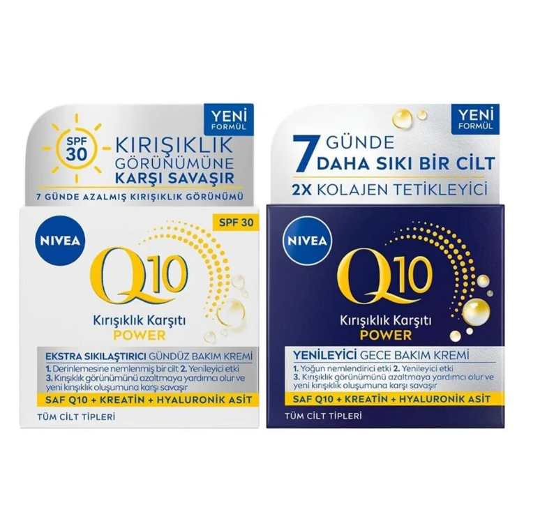 NIVEA Q10 Power Kırışıklık Karşıtı Gündüz Bakım Kremi 50 Ml + Gece Bakım Kremi