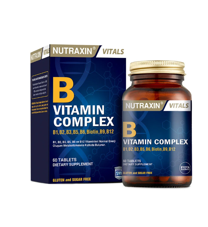 Nutraxin B Vitamin Complex 60 Tablet | 10 B Vitamini İçeren Güçlü Formül
