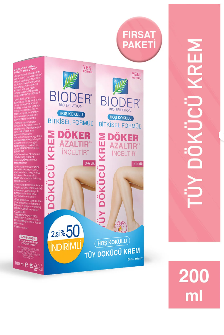 Bioder Normal Ciltler İçin Tüy Dökücü Krem 2x100ml