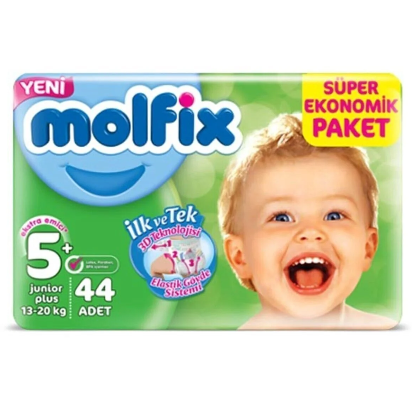Molfix Bebek Bezi 5 Beden Junior Plus Dev Ekonomik Paket 44 Adet