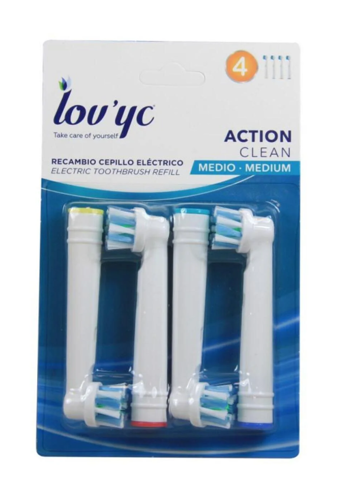 Lov'yc Action Clean Orta 4lü Elektrikli Diş Fırçası Yedeği